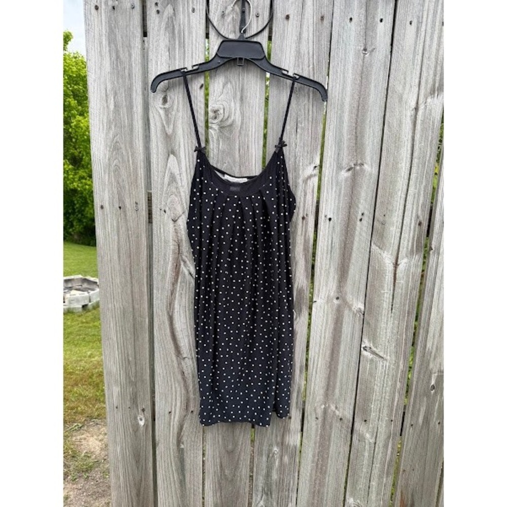 California Dynasty Womens Black Polka Dot Pleated Chemise Nightgown Large MH2015